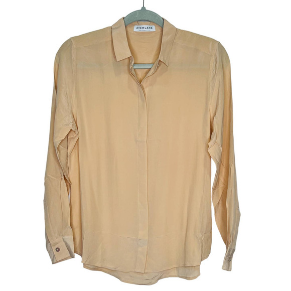 NWT Everlane The Relaxed 100% Silk Button Down Shirt Peach Size Small - Picture 2 of 8